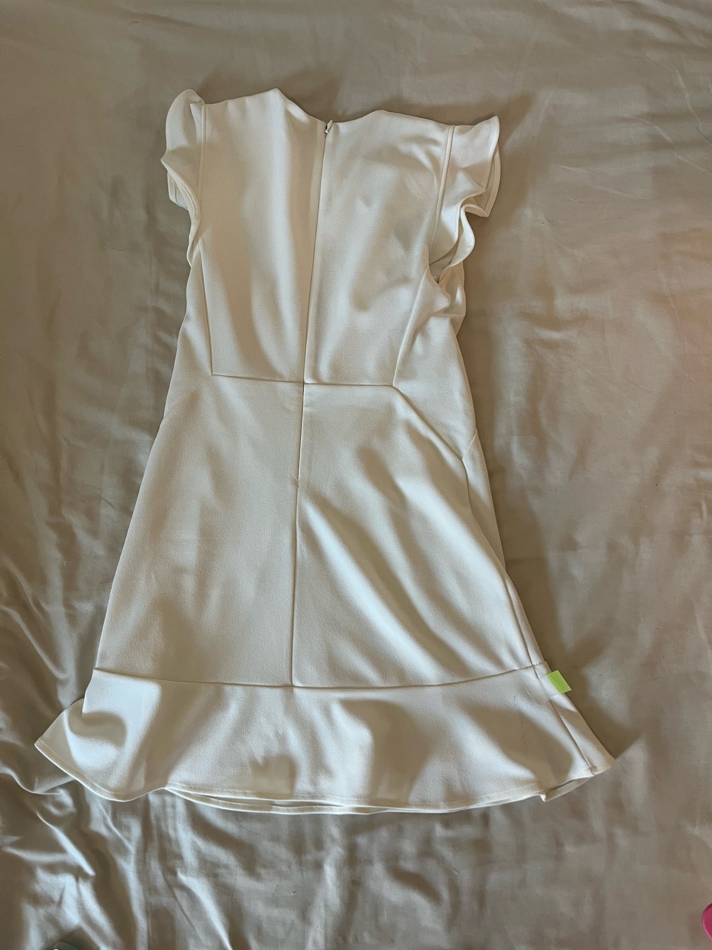 🤍 Express White Ruffle Cap-Sleeve Mini Dress | Size XS Petite - Picture 7 of 11